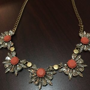 orange and gold J, Crew statement necklace